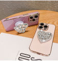 Applicable Voice Transmission Note30Pro Phone Case Rhinestone Love Bracket POVA4 New InfinixHot20 Silicone. 
