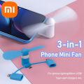 3 IN 1 Portable Mini Fan Mobile Cell Phone Fan For Iphone Lighting Xiaomi Sansmung Android Type C Micro USB Small Fan Attachment. 
