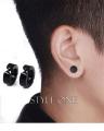 Pack Of 2 Black Clip And Magnetic Earring Unisex. 