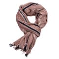 Lurex Stripe Men Scarf Fringe Cotton Linen Scarf Men Winter Outdoor Warm Long Shawl Soft Muffler Vintage Literary Style 90x195cm. 