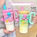 Imported 850ml 304 Stainless Steel Large Capacity Tumbler with Handle Large Ice Cup Gradient Cup with Straw for Girls and School Kids Gym and Office Use Large Tumbler for Girls Tumbler for Kids. 