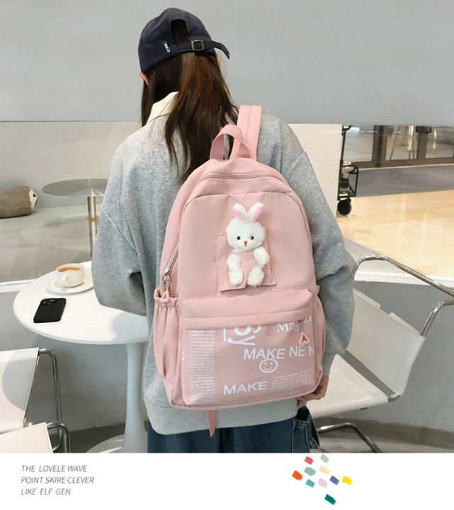 Fashion Student Backpack NEW Badge Rucksack Girls School Bag High Capacity Women Backpack Female Cute Leisure Travel Mochila Daraz.pk