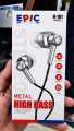 Original Epic Metal Handfree High Quality 3.5mm Premium Handsfree Earphones with High Bass and Crystal Clear Sound Gaming and Music MFI Certified  Perfect for Gaming, Calls, and Music Compact, Cute Design with Pure Sound. 