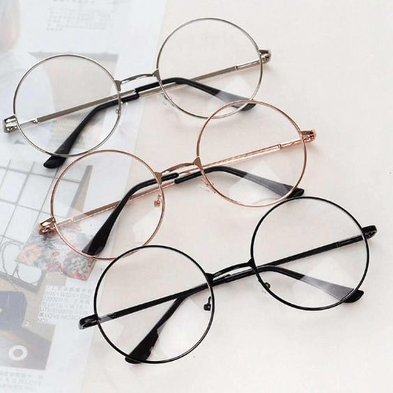 Fashion Retro Round Circle Metal Frame Eyeglasses Original Clear Lens Glasses