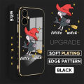 TA for Tecno Camon 19 Neo Back Cover + Free Lanyard Flying Witch for Girls Luxury 6D Plating Case Side Pattern Soft Silicone Square Phone Cases. 