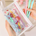 Waterproof Transparent Pencil Case Large Capacity PVC Pen Bag Korean Style Cute Cartoon Travel Pouches Kawaii Cosmetic Bag Makeup Storage School Supplies. 
