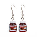 Ovxxons 1 Pair Fashion Creative Fun Mini Simulation Nutella Peanut Butter Chocolate Paste Stereo Resin Earrings Female. 