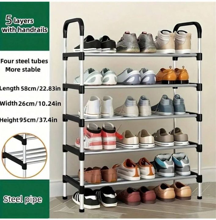 4%20and%205%20Tiers%20Shoe%20Rack%20Compact%20Space%20Saving%20Footwear%20Trainer%20Shoes%20Storage%20Organizer%20-%20Stainless%20Shoe%20Rack%204%20and%205-Layers%20-%20Image%202