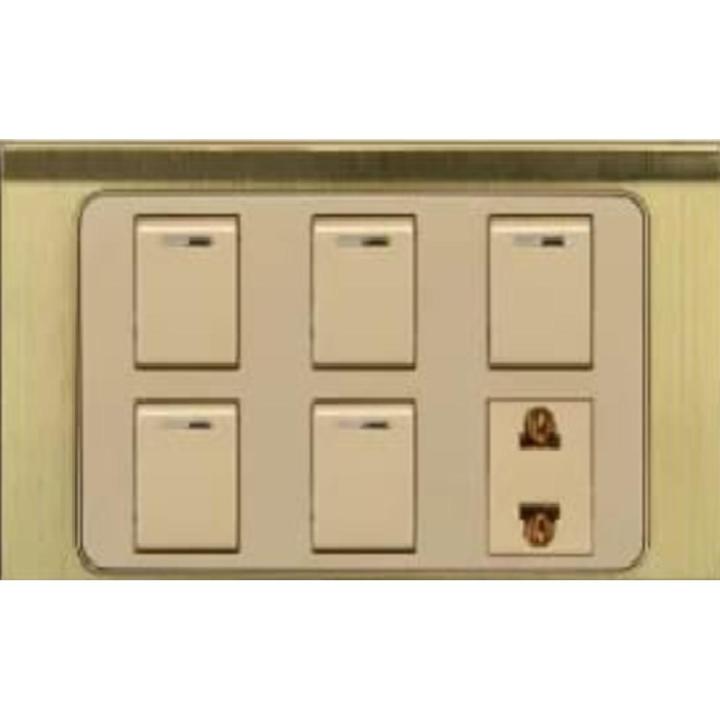 5 Switches+1 Sockets China Fitting Board Plate Royal Metal | Daraz.pk