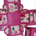 surprise 3 layers magenta explosson box with chocolates. 