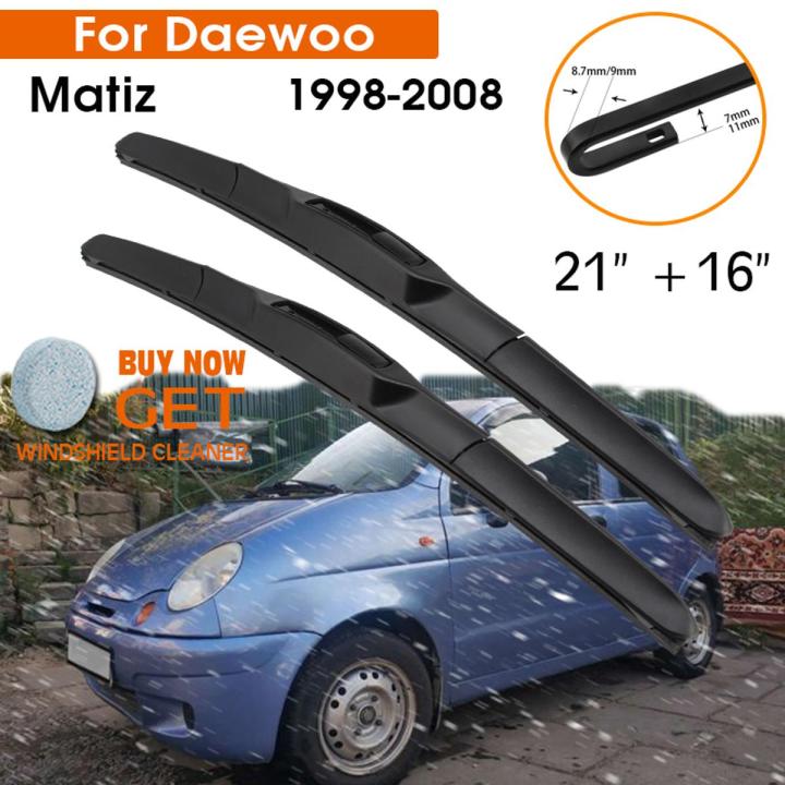 Car Wiper For Daewoo Matiz 1998-2008 Windshield Rubber Silicon Refill Front Window Wiper 21";+16"; LHD RHD Auto Accessories