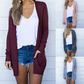 Lady Cardigan Pure Color Long Style Cardigan Coat. 