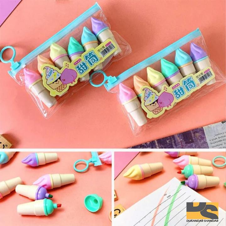 cute set of 6 cone Highlighters with beautiful colors  stationery| Cute stationary items for girls
