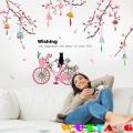 Flower Paris Eiffel Tower Street Bike Flower Girl SK9357 3D Wall Stickers For Kids Room Wall Decoration Stickers. 