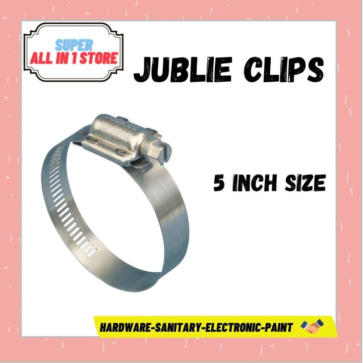 Jubilee Clip 5 inch | Taiwan-Made Adjustable Hoop Clamp with Stainless Steel Worm Drive Jubilee Clip | Jubilee Clip 5 Inch | Adjustable Hoop Clamp | Stainless Steel Worm Drive Clip | Taiwan-Made Heavy-Duty Clamp | Corrosion-Resistant Pipe and Hose Clamp