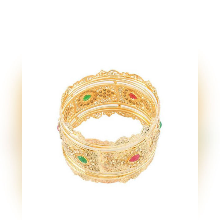 Golden Gold Plated Handmade Bangles Set  For Women - jh712