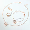 4Pcs Rose Gold Zircon Heart Necklace Earrings Bracelet Ring Jewelry Set For Girls Fashion Party Jewelry Daily Wear Zirconia Heart Jewelry Set. 