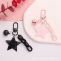 New glitter acrylic pentagram keychain pendant, cute bell open loop chain accessory, earphone sleeve charm. 