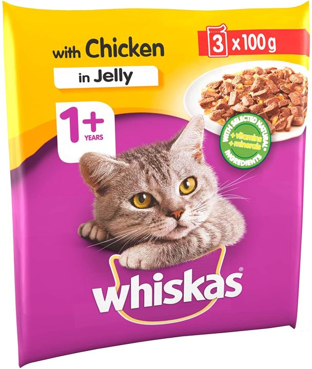 Whiskas%201+%20Adult%20Cat%20Wet%20Food,%20Chicken%20In%20Jelly,%20Pack%20of%203%20Chicken%20Sachets,%2085gm%20Each%20-%20Image%206