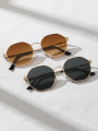 Eldorado Trendy Metal Frame Sunglasses/ Retro Polygon Gradient Mirror Sunscreen Sunglasses. 