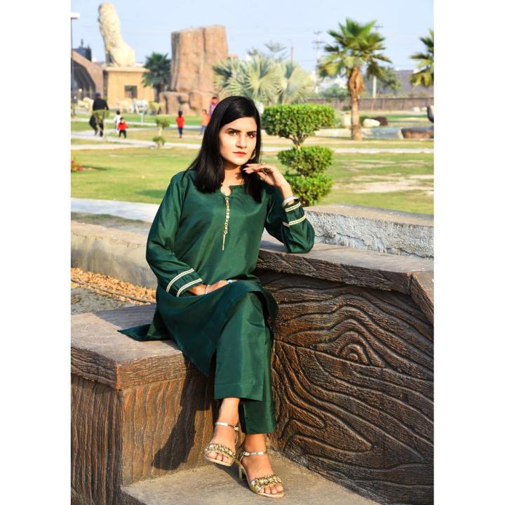 Rubika Fashion Most Hit Collection 2 Piece Unstitched Katan Silk Plain Shirt & Trouser For Women-RB479