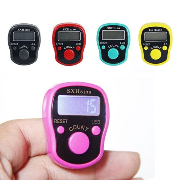Large Digital Tasbeeh Light Counter With Hand Ring Finger Tally Electronic Tasbih Pray Counter 5 digit Portable LED - Any One Random Color