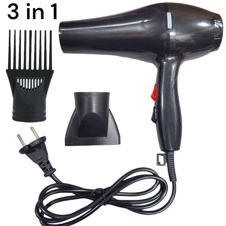 Electric Hair Dryer 3 in 1 Imported Heavy Duty  2 Air Speeds and 2 Heat Speeds High Quality - Professional Hair Dryer with 1 nozzle and  1 big comb attachments 5000 Watts