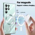 Relaxtoo For Samsung Galaxy S23 Ultra Magnetic Wireless Charging Plating Cover For Samsung Galaxy S23ultra Transparent Protection Shockproof Case. 