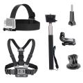 3 in 1 Universal Waterproof Action Camera Accessories Bundle Kit - Head Strap Mount/Chest Harness/Selfie Stick Compatible for Gopro Hero 6 5 Action Camera. 