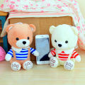 Cute Strap Teddy Bear Doll Striped Couple Bear Plush Toy Wedding Ragdoll Christmas Birthday Gift. 