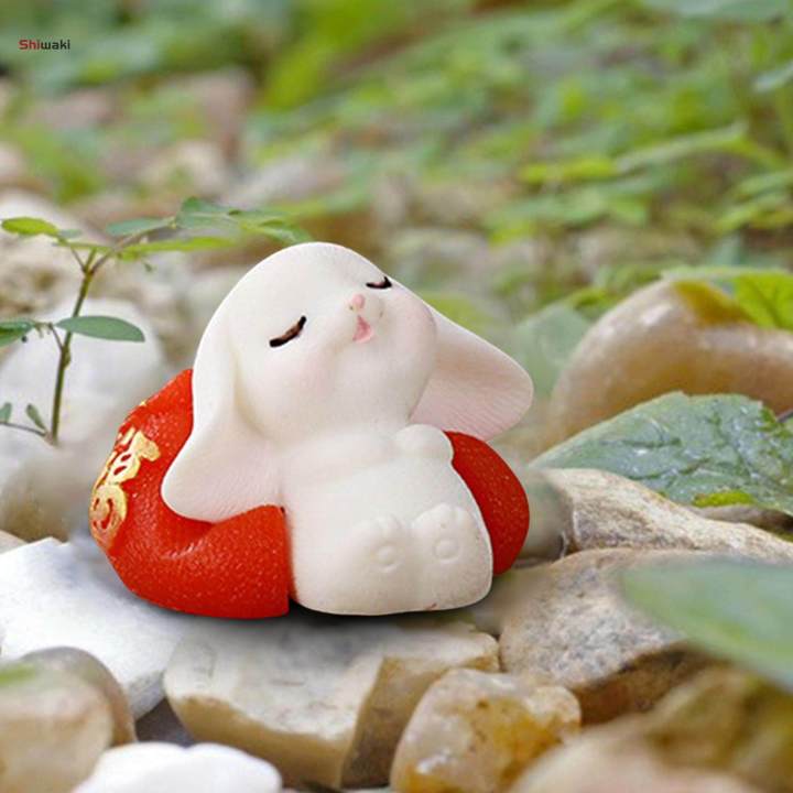 Chinese Style Rabbit Statue Small Bunny Figurine Sculpture for Table Year Decoration , 2.6cmx3.7cm