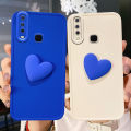 For Vivo Y15 Cover Fashion Klein Blue Love Heart Matte Phone Case Camera Lens Protection Soft Liquid Silicone Shockproof Protective Back Cover. 