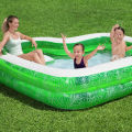 Bestway 54336 Tropical Paradise Family Swimming Pool For Kids & Family 91 Inch Inflatable Printed Side Wall Bench Seat & Cup Holder Pool Summer Season Pools Party With Inflatable Vinyl Deep Pool with 20 Inch Depth 7.5 foot Width & 7.6 ft Length. 
