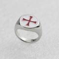 Harong Red Enamel Ring Knights Templar Ring Punk Vintage Jewelry Party Cross Custom Assassins Rings Men Gift. 