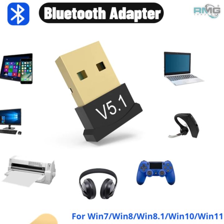 [RMG] BT 5.1 Wireless Bluetooth Adapter | USB Dongle for Desktop Laptop PC | Multi-Device Bluetooth Audio Receiver Transmitter BT5.1