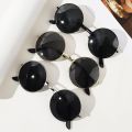 Retro Round Polarized Sunglasses Men Brand Designer Sun Glasses Vintage Women Alloy Metal Frame Black Lens Eyewear. 