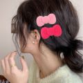 Headwear - For Girls Women - Fashion - Hair Ornaments - Sweet - Small Flocking Hairpins - Side Bangs Clip - Velvet Bowknot Hair Clips - Autumn Winter - Pink - Kawaii. 