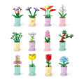 Lele Brothers 8814 Building Blocks, Bouquet, Milk Tea Cup, Potted Plants, Zodiac Signs, Lucky Flowers, Toy Girl Gift. 