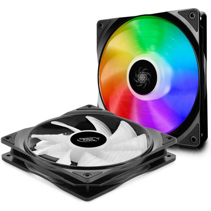 DEEP COOL CF140 2IN1, Addressable RGB, Motherboard SYNC by 5V ADD RGB 3-pin Header, SYNC with Other ADD-RGB Devices, Cable Controller Available, 2x140mm PWM Fans