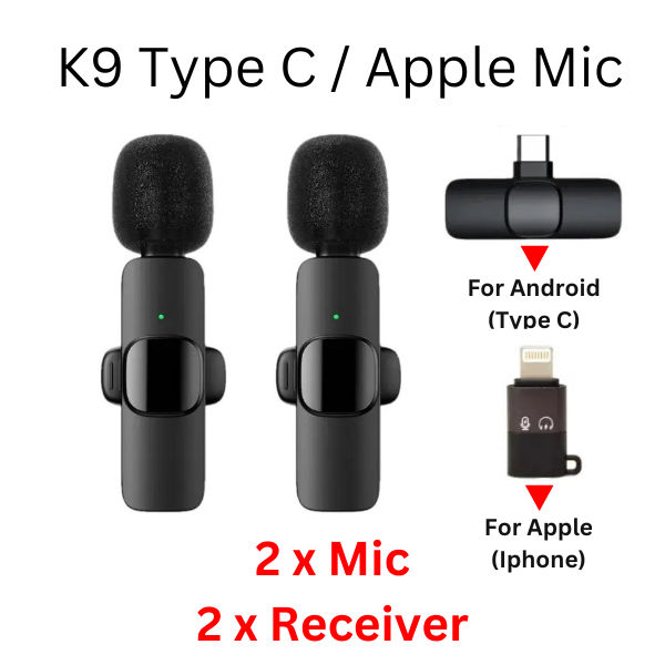 Wireless%20MIC%20Type%20C/IOS/Android/AUX%203.5mm%20Mic%20K8/K9/K35/K15%20Wireless%20Single/Double%20Microphone%20For%20Interview,%20Vlogging%20,%20Podcast%20-%20Image%206