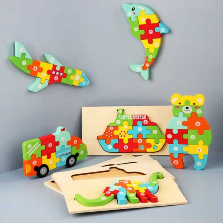 Wooden Sorting & Stacking Puzzle Game – Raw Wood Animal Puzzle Toy for ...