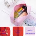 【HOT】 Personalized Embroidery Small Makeup Bag PU Leather Travel Cosmetic Pouch Toiletry Bag For Women Portable Water-Resistant. 