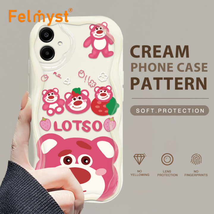 FELMYST for Samsung A06 Back Cover Lotso Pink Bear Premium Texture Wavy Edge Soft Silicone Phone Case