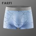 Comfortable Boxer Briefs Line Print Mid Waist Elastic U Convex Soft Breathable Moisture-wicking Anti-septic Men's Boxers Men Boxer Underwear. 