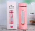 Glass Water Bottle with Plastic Case Heat Resistant Leak-proof Drinking Bottles Car Tumbler Cup for Tea Milk Juice 450ml(Multicolor 1-piece). 