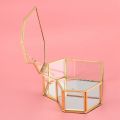 Flip Heart Shaped Geometric Glass Jewelry Box Glass Ring Box Exquisite Unique Wedding Jewelry Box Ring For Wedding Decoration. 
