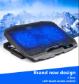 Laptop Cooling Pad Four Fans With RGB Lights - Cooling Stand 4 Fan With Digital Temperature Screen & Display & 7 Gear To Adjust Height - For Upto 20" Laptops - USB Powered Connection. 