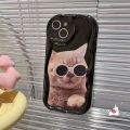 For Realme C25Y C15 C51 C21 C30 C12 C25s C35 C55 C20 C33 C17 C31 C11 C21Y C53 C25 C1 C3 C20A 6i 5s 9i 7i 5 11 5i 3D Wavy Curved Edge Cute Couples Cartoon Sunglasses Cat Puppy Case. 