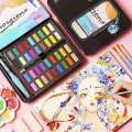 Giorgione 36 Colors Solid Watercolor Paints With Painting brush and sponge Tin Box Set. 