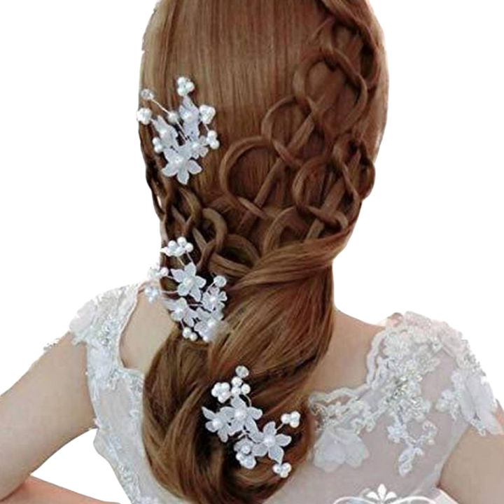 U-Shape Pearls Flower Hair Pins Wedding Bridal Hair Pins 2 PCS